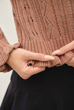 Ruffled Pointelle Cropped Cardigan