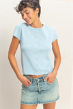 Button Front Short Sleeve Top