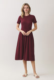 Ribbed Short Sleeve Midi Dress