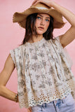 Vintage Floral Textured Top