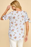 Floral Stripe Textured Top