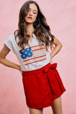 Mineral Wash Braided Wrap Skirt Side Tie