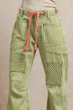 Striped Twill Barrel Leg Pants