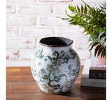 6.5 2 Tone Green Floral Vase