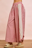 Striped Eyelet Detail Pants