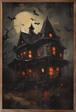 Haunted House With Bats 16x24