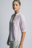 Striped V-Neck Linen Shirt