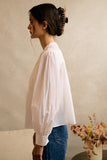 Pleated Lace Trim Blouse