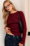 Ribbed Scalloped Button Down Knit Cardigan