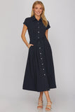 Striped Button Down Midi Dress