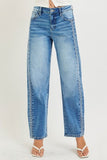 High Rise Embo Detail Jeans