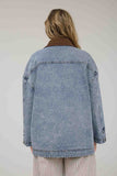 Contrast Collar Washed Denim Jacket