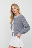 Striped Contrast Trim Knit Cardigan