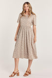 Delicate Floral Print Midi Dress