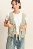 Quilted Front Tie Vest