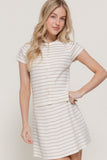 Striped Button Front Knit Top