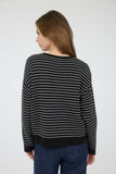Stripe Button Down Raw Edge Knit Cardigan