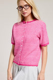 Short Sleeve Striped Cardigan