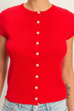 Button Front Short Sleeve Top