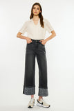 Printed Cuff Wide Leg Jeans
