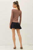 Ribbed Boat Neck Top
