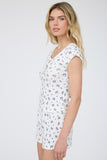 Floral Pointelle Button Front Knit Top