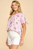 Floral Stripe Textured Top