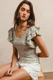Ruffled Sleeve Floral Top