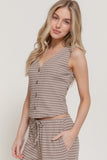 Striped Ribbed V-Neck Vest