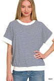 Striped Top with Contrast Trim