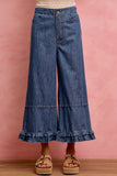 Wide Leg Ruffled Hem Jeans