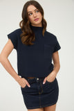 Short Sleeve Mock Neck Sweater
