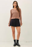 Ruffled Pointelle Cropped Cardigan
