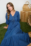 Tiered Denim Midi Dress