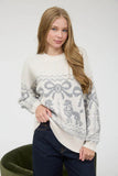 Poodle Bow Jacquard Knit Sweater