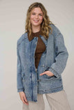 Contrast Collar Washed Denim Jacket