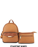 Small Two Toned Backpack With Inner Pouch