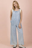 Washed Chambray Casual Jumpsuit