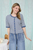 Striped Thermal Knit Cardigan