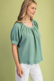Textured Scallop Edged Blouse