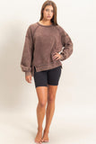 Acid Washed Raw Edge Sweatshirt