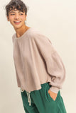 Dropped Shoulder Waffle Knit Top