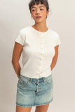 Button Front Short Sleeve Top