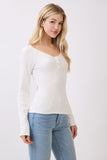 Ribbed Lace Trim Top