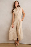 Sleeveless Wide Leg Stripe Jumpsuit
