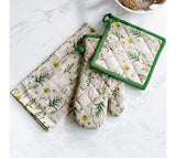 3 Pc Tan Wildflowers Mit, Towel & Potholder Set