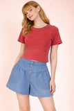 Mineral Washed Fitted Casual Top