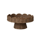 Decorative Hand-woven Rattan Scalloped Footed Pedestal