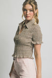 Smocked Gingham Shirt