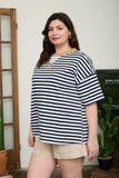 Curvy Striped Knit T-Shirt